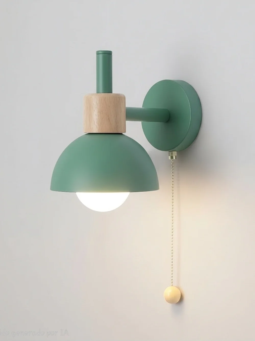 Modern Green Wall Sconce with Wood Accent - Brand